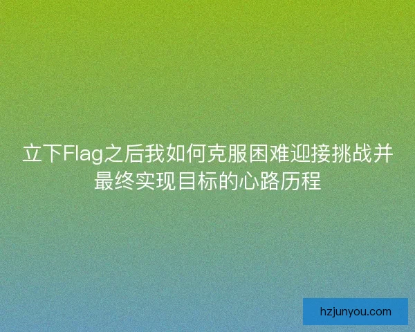 立下Flag之后我如何克服困难迎接挑战并最终实现目标的心路历程